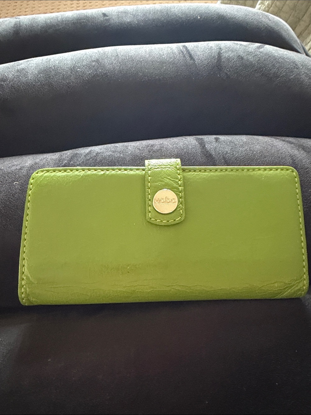 HOBO Lime Green Patent Leather Card Holder Wallet